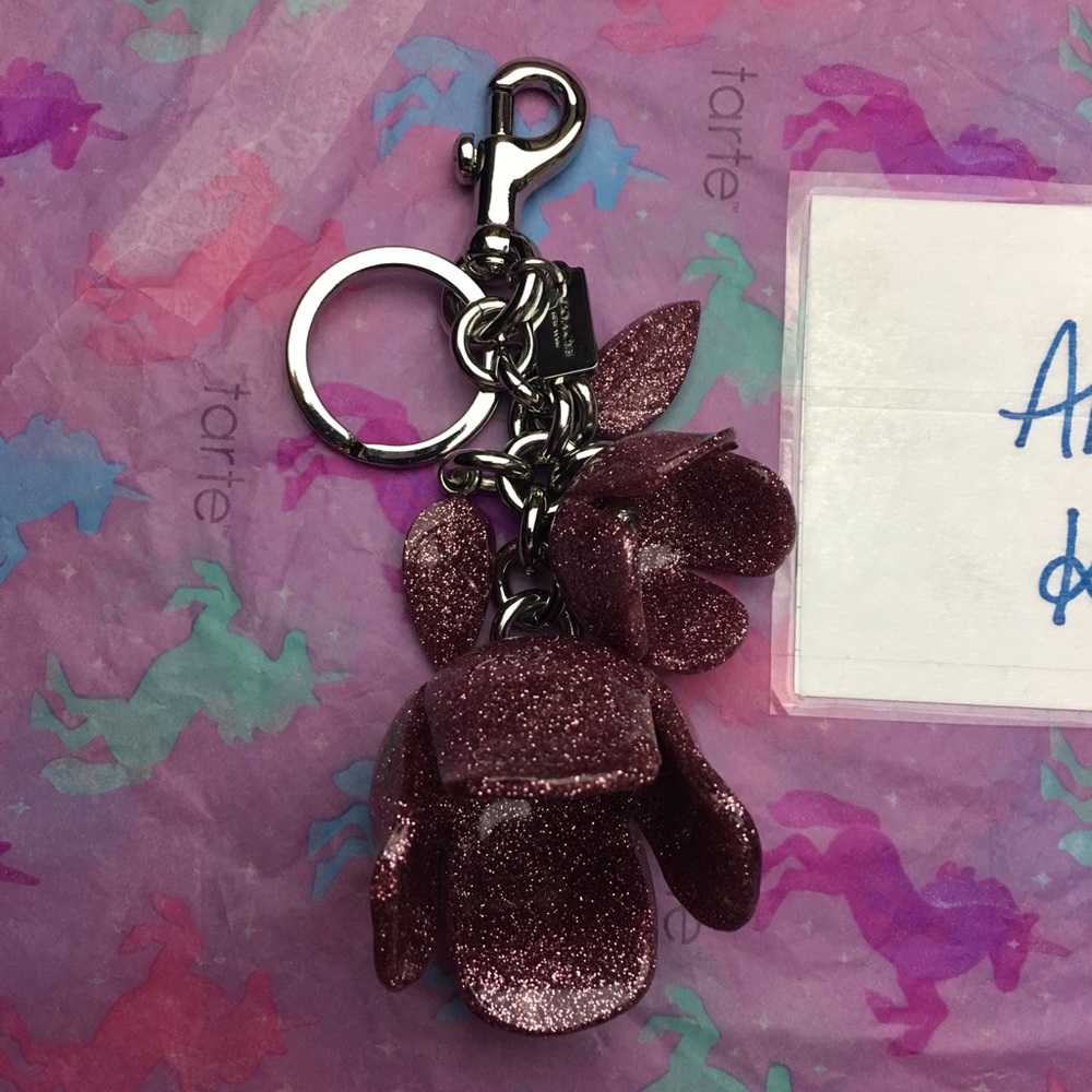 Coach Glitter Resin Flower Keychain
